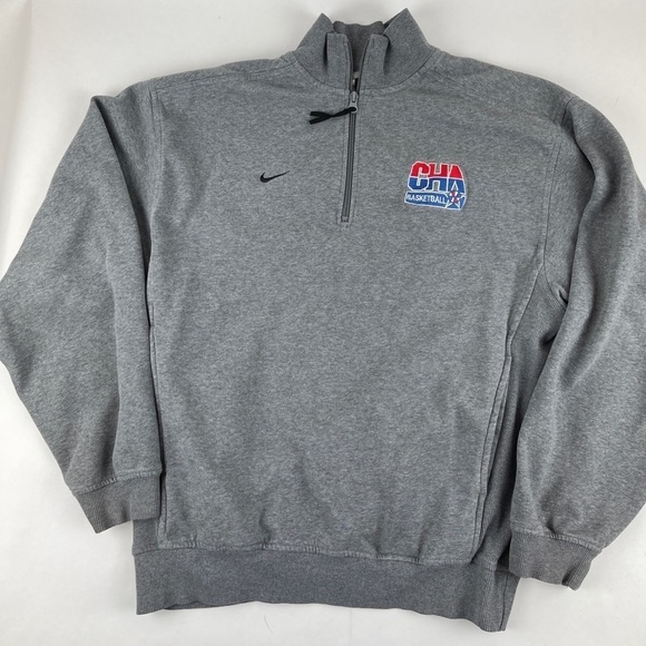 Nike Quarter Zip Pullover Sweatshirt Mens Small Gray CHA Basketball Mock Neck - Picture 1 of 10